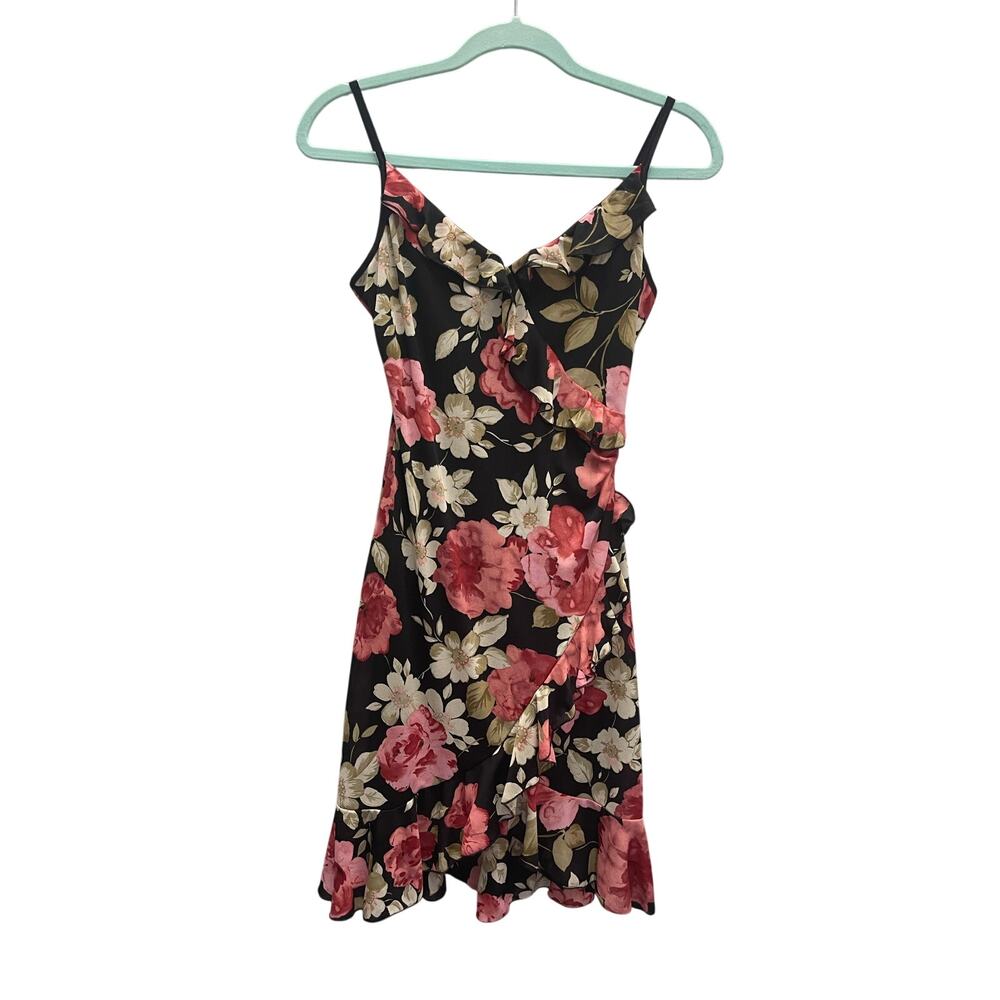 Heart Moon Stars mini dress made‎ in USA black with roses Medium